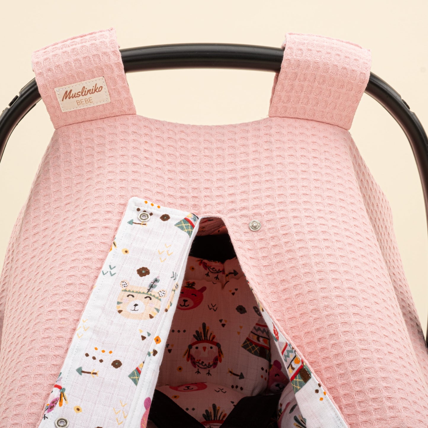 Stroller Cover Set - Double Side - Pembe Petek - Pembe Ayıcıklar