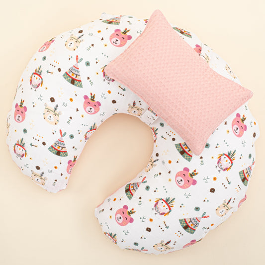 Double Sided Breastfeeding Pillow - Pembe Petek - Pembe Ayıcıklar