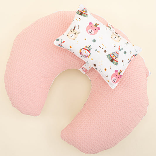 Double Sided Breastfeeding Pillow - Pembe Petek - Pembe Ayıcıklar