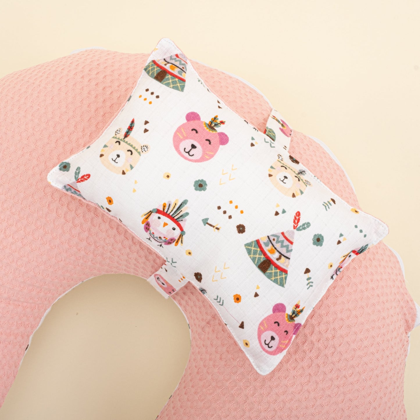 Double Sided Breastfeeding Pillow - Pembe Petek - Pembe Ayıcıklar