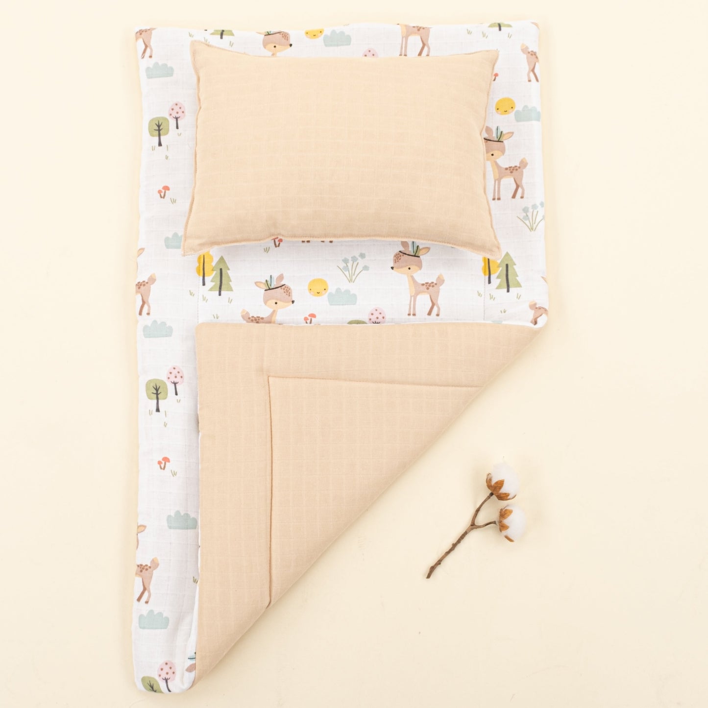 Double Sided Changing Pad and Pillow - Kumsal Beji Muslin - Ceylan