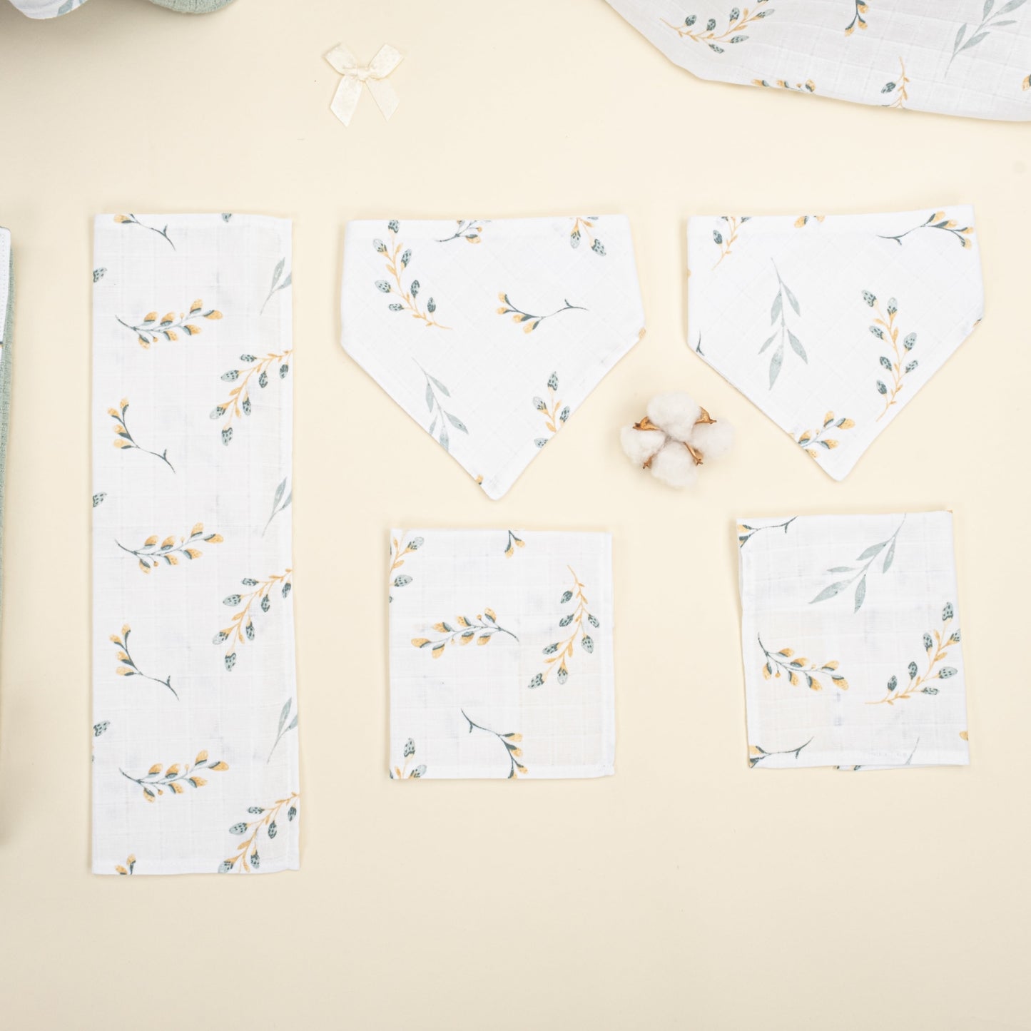 9 Piece - Newborn Sets - Double Sided - Winter - Mint Örgü - Yapraklar