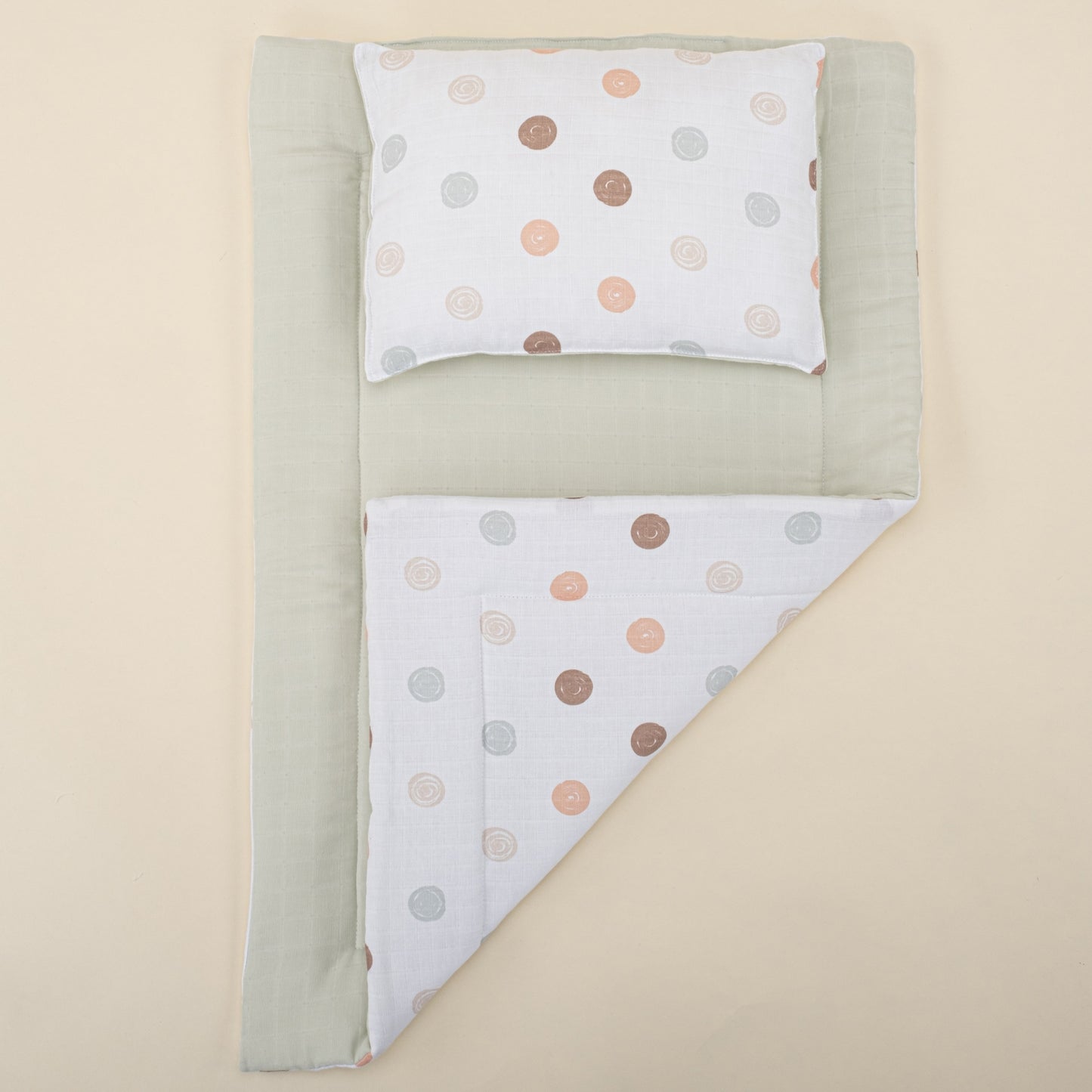 Double Sided Changing Pad and Pillow - Mint Muslin - Puantiye