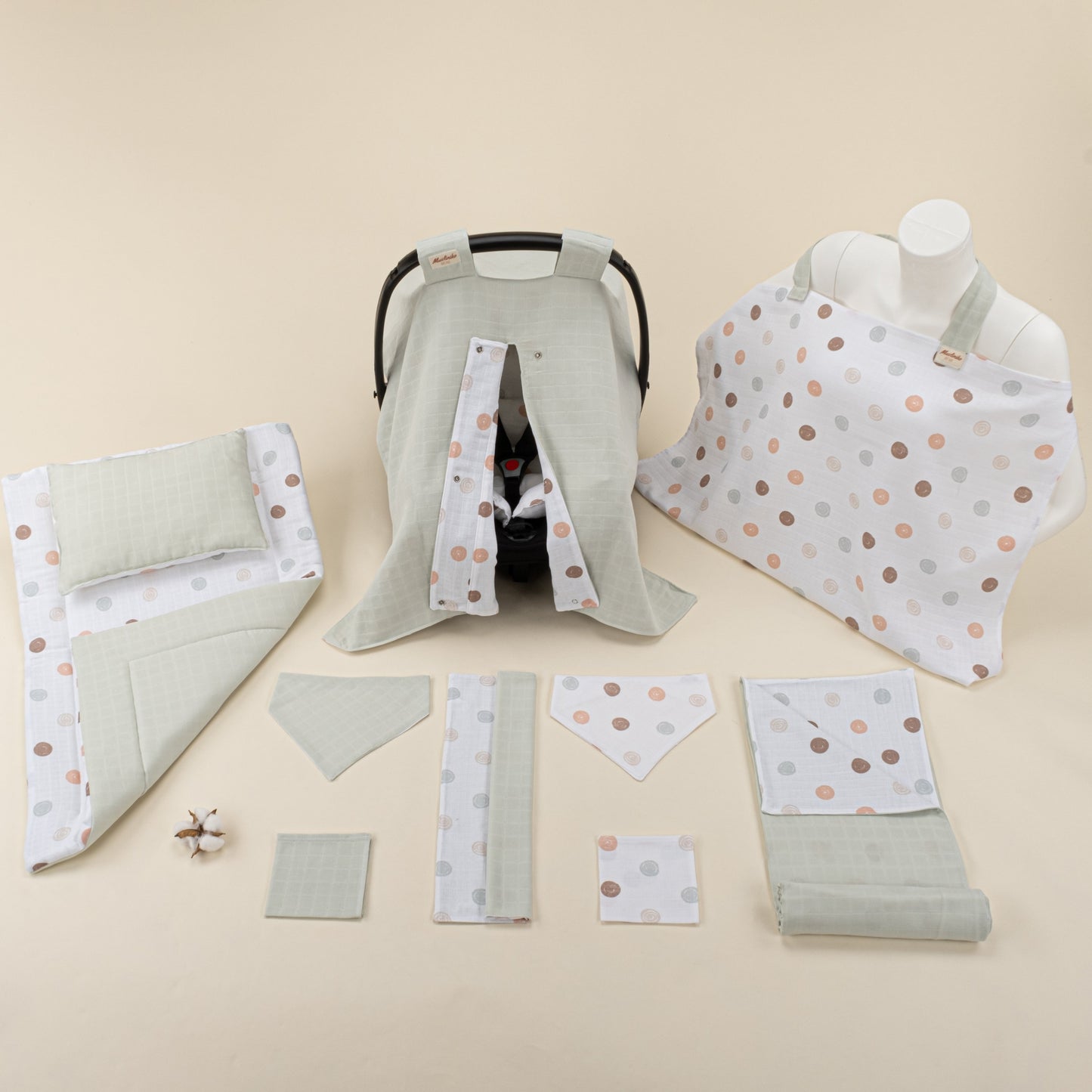 11 Piece - Newborn Sets - Double Sided - Seasonal - Mint Muslin - Puantiye