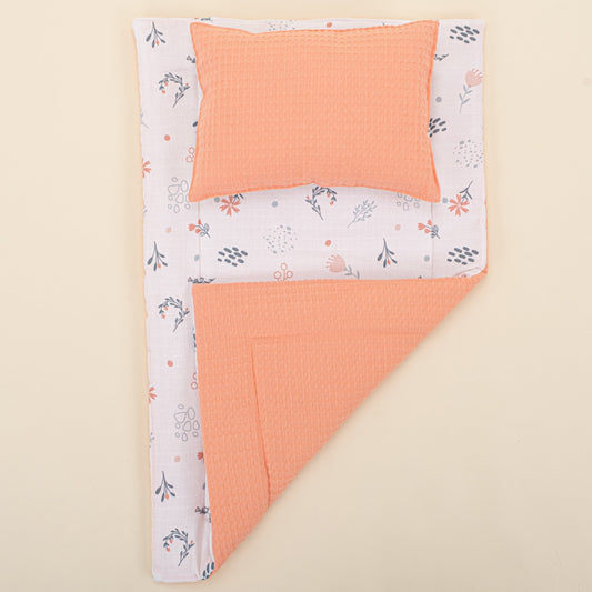 Double Sided Changing Pad and Pillow -  Somon Petek - Yeşil Çiçekler