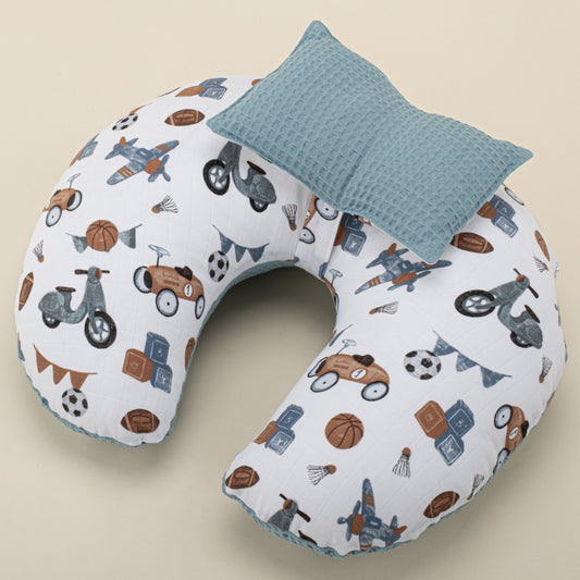 Double Sided Breastfeeding Pillow - Petrol Mavisi Petek - Araçlar