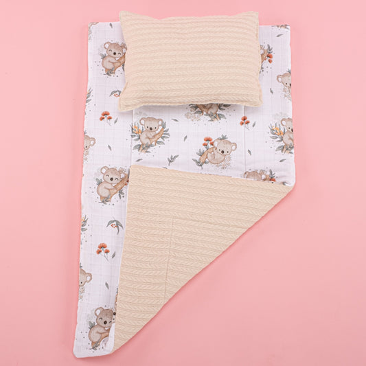 Double Sided Changing Pad and Pillow - Krem Örgü - Koala