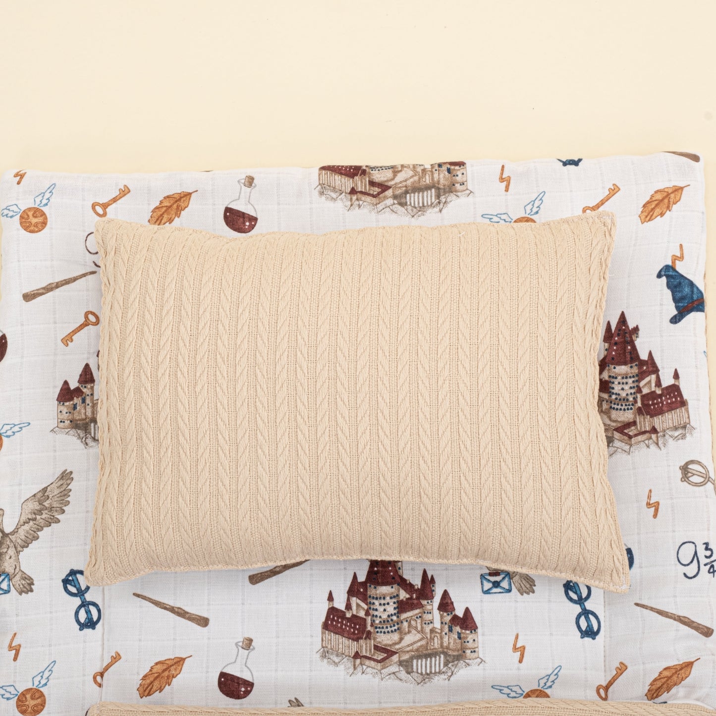 Double Sided Changing Pad and Pillow - Sütlü Kahve Örgü - Harry