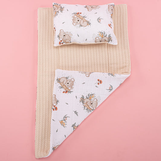 Double Sided Changing Pad and Pillow - Krem Örgü - Koala