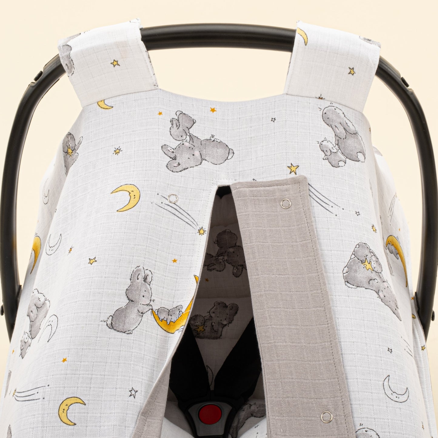 Stroller Cover Set - Double Side - Açık Gri Muslin - Gri Tavşan