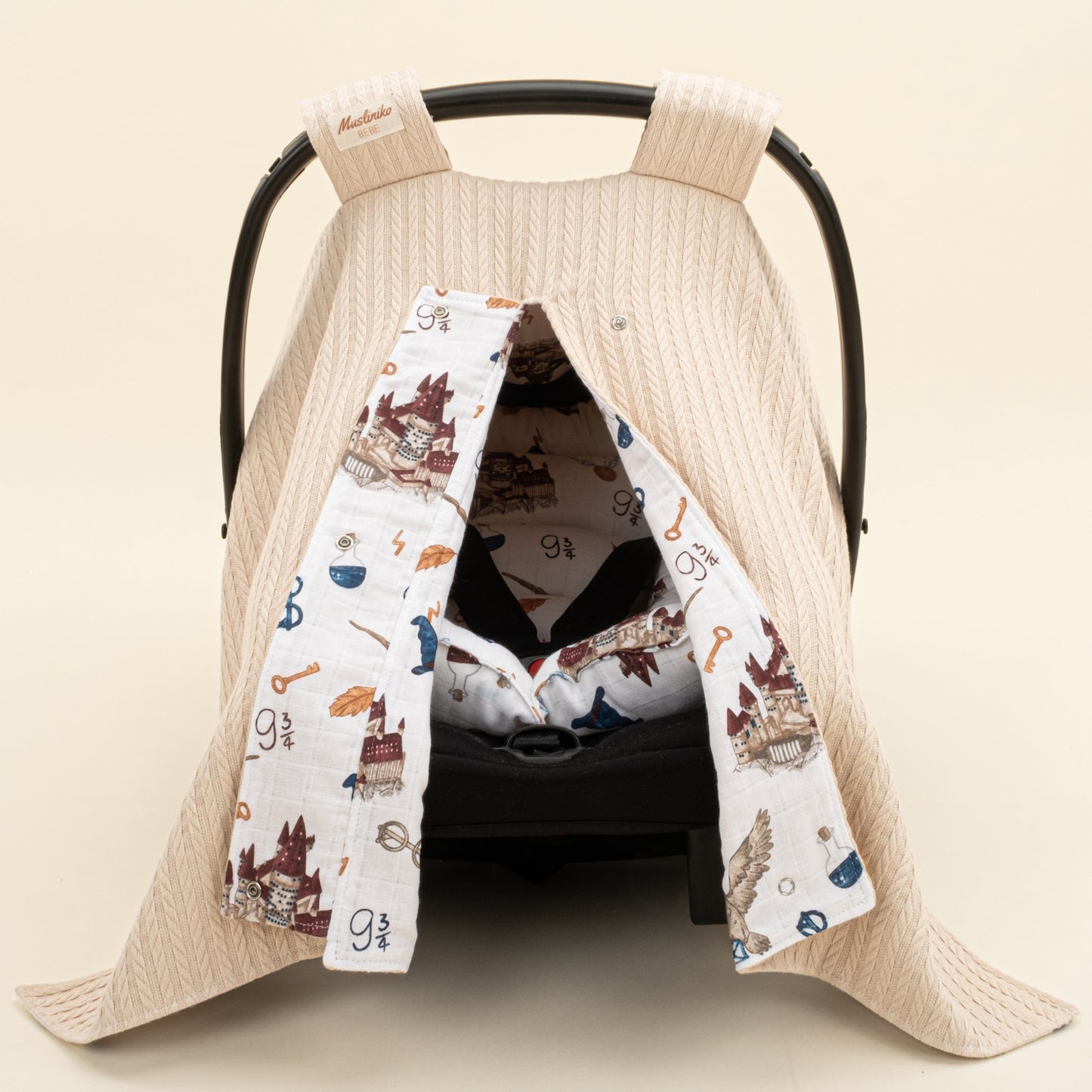 Stroller Cover Set - Double Side - Sütlü Kahve Örgü - Harry