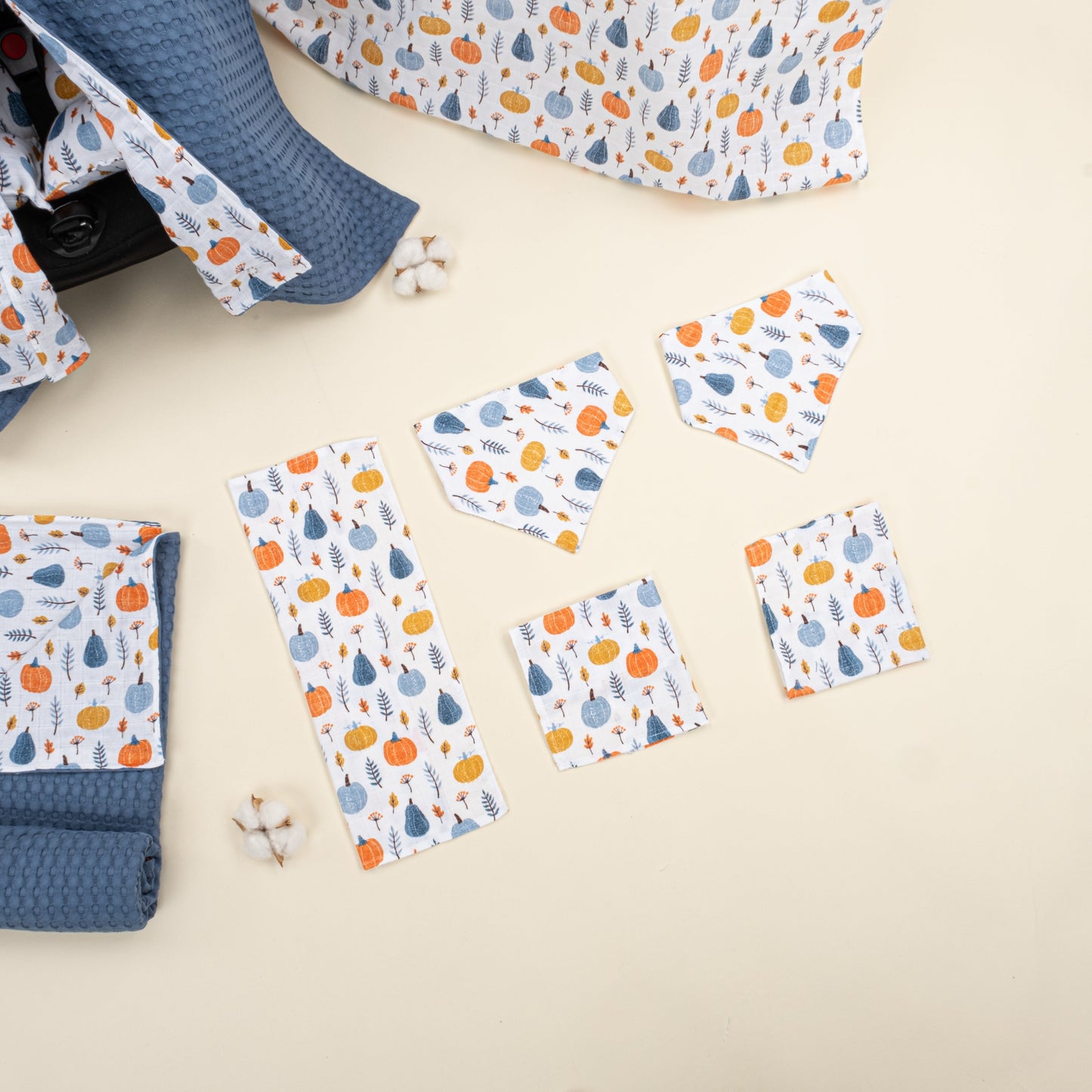 11 Piece - Newborn Sets  - Double Sided - Seasonal - İndigo Havuz - Mavi Balkabağı