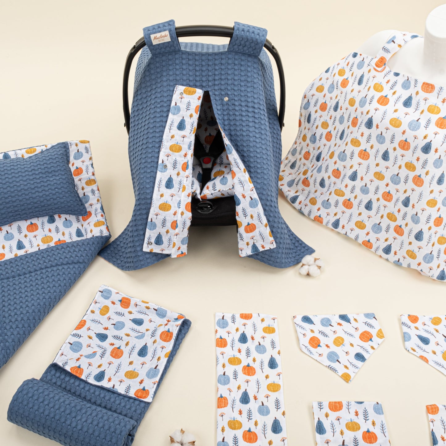 11 Piece - Newborn Sets  - Double Sided - Seasonal - İndigo Havuz - Mavi Balkabağı