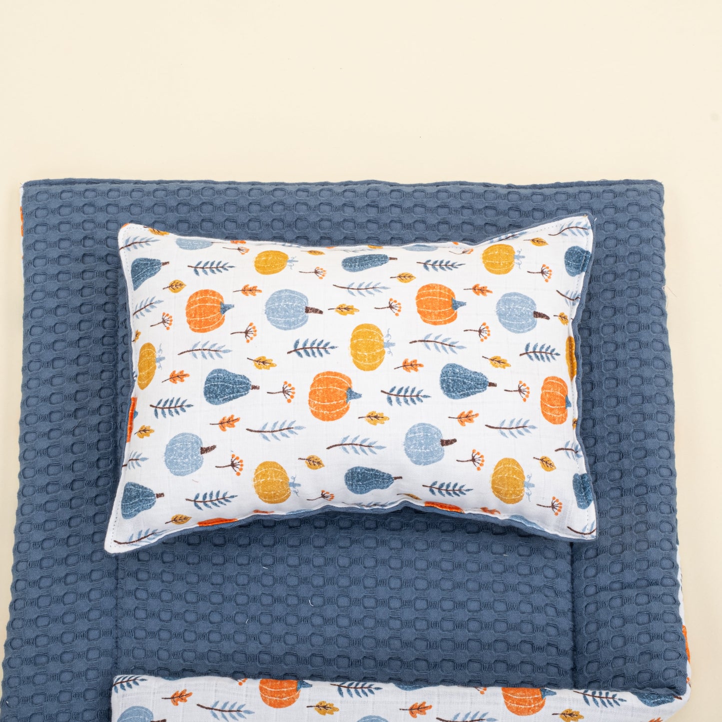 Double Sided Changing Pad and Pillow - İndigo Havuz - Mavi Balkabağı