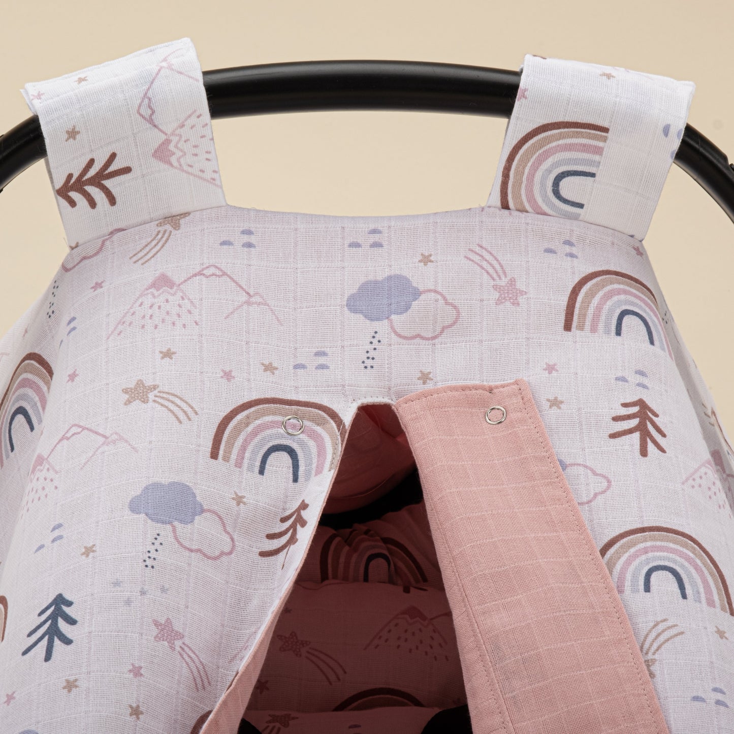 Stroller Cover Set - Double Side - Pudra Muslin - Pastel Gökkuşağı