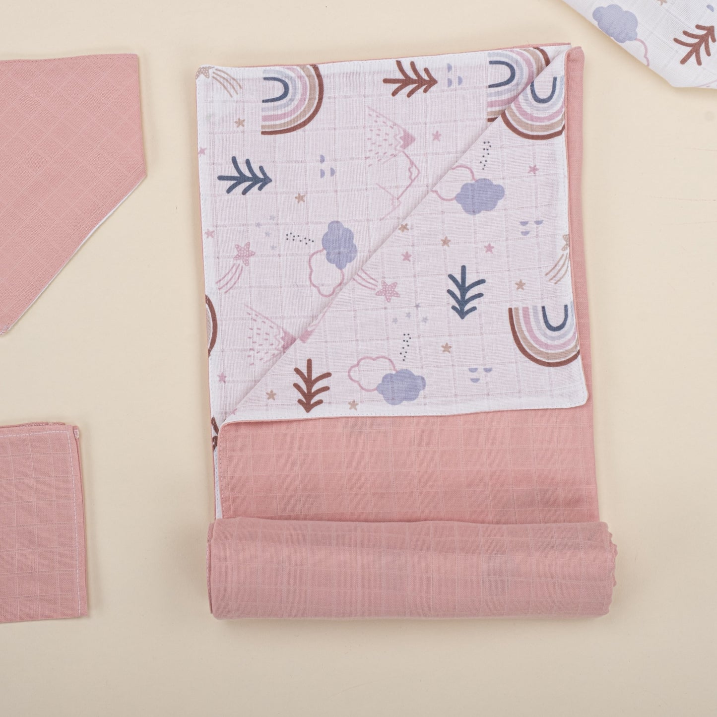 11 Piece - Newborn Sets - Double Sided - Seasonal - Pudra Muslin - Pastel Gökkuşağı