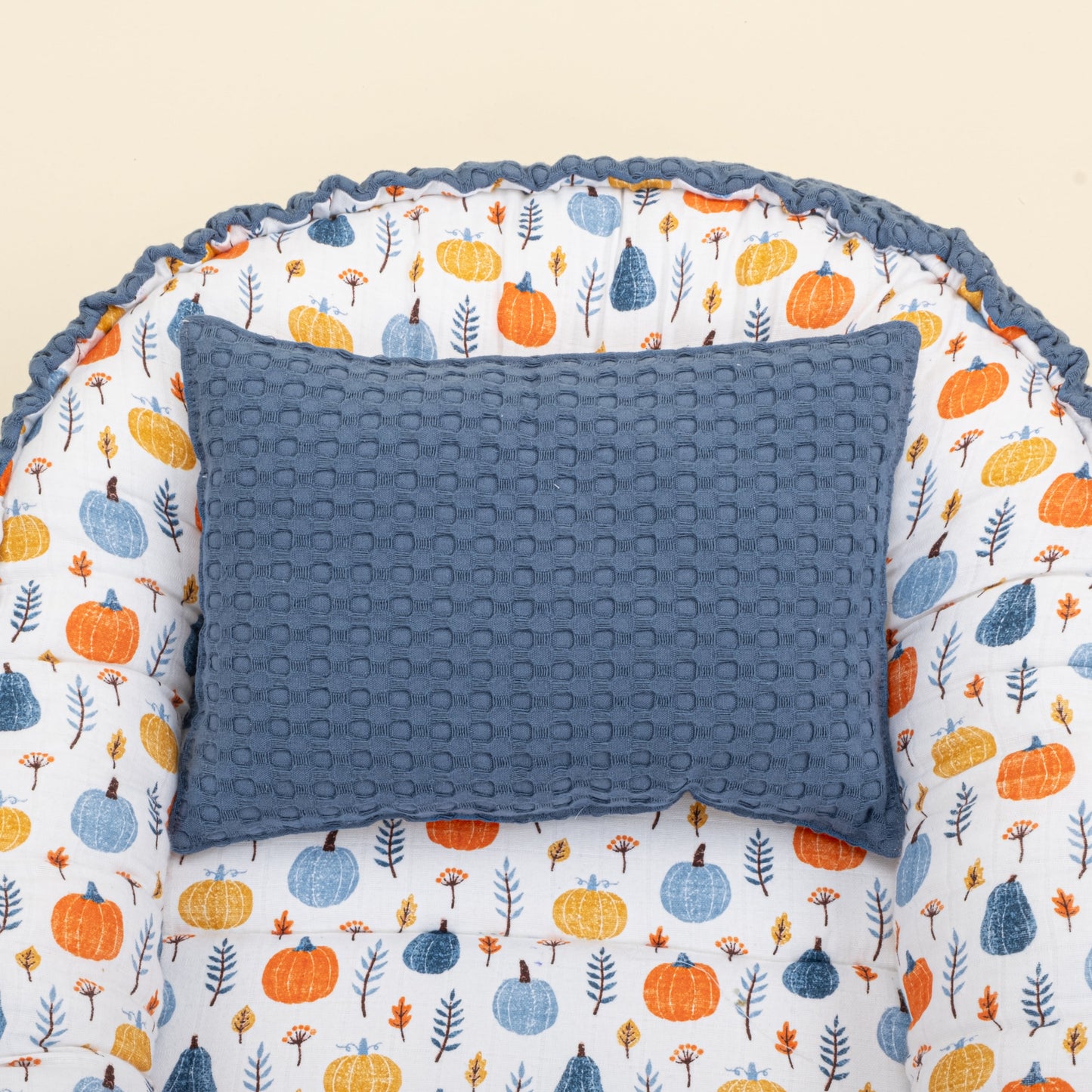 Babynest  and Pillow - Çift Taraflı - İndigo Havuz - Mavi Balkabağı