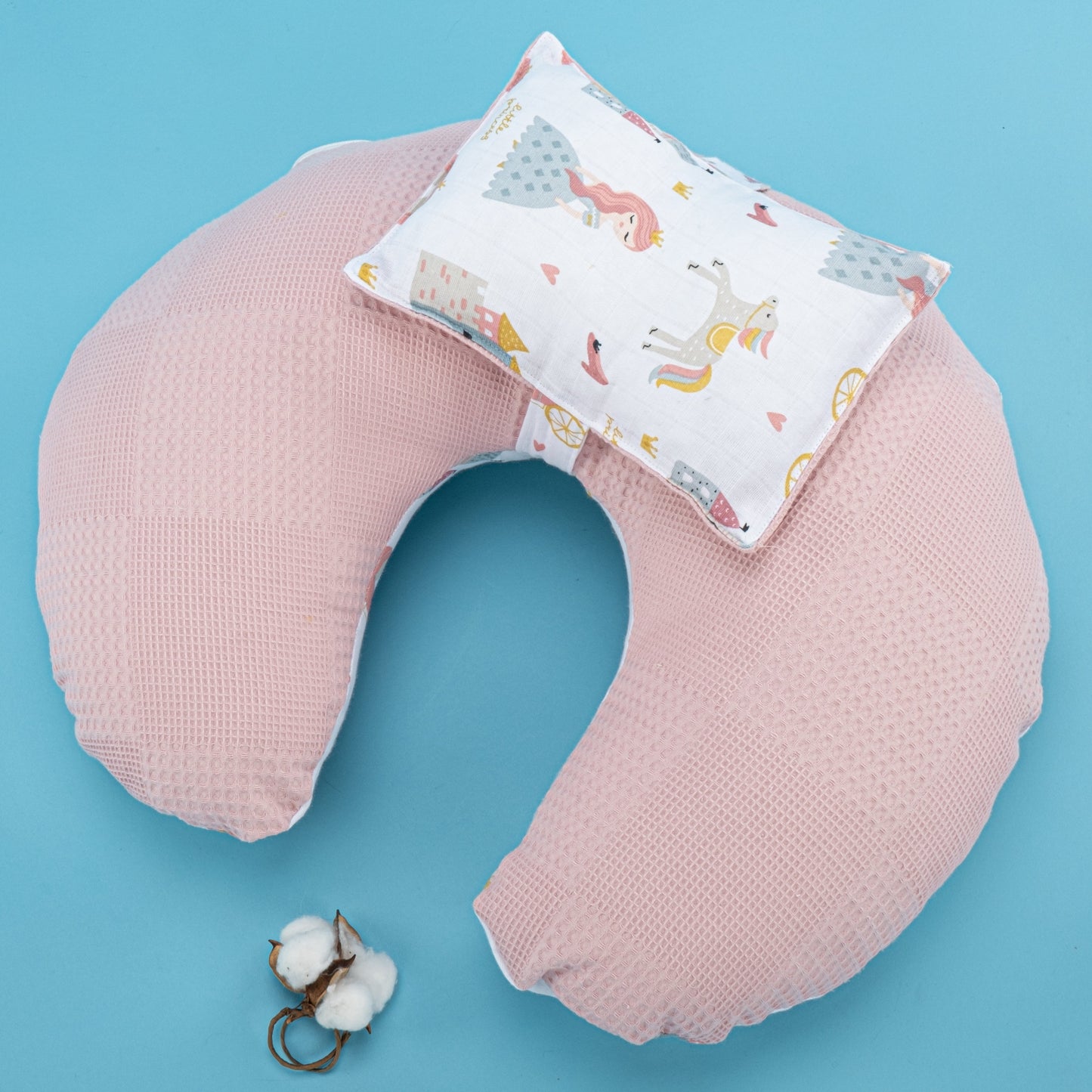 Double Sided Breastfeeding Pillow - Gül Kurusu Waffle - Sindirella