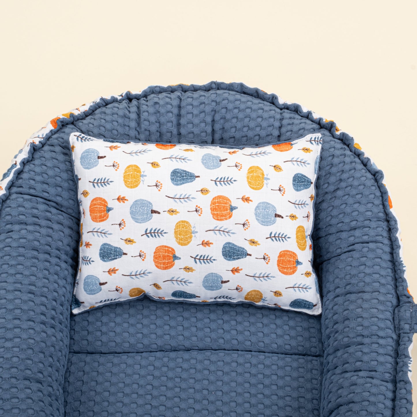 Babynest  and Pillow - Çift Taraflı - İndigo Havuz - Mavi Balkabağı