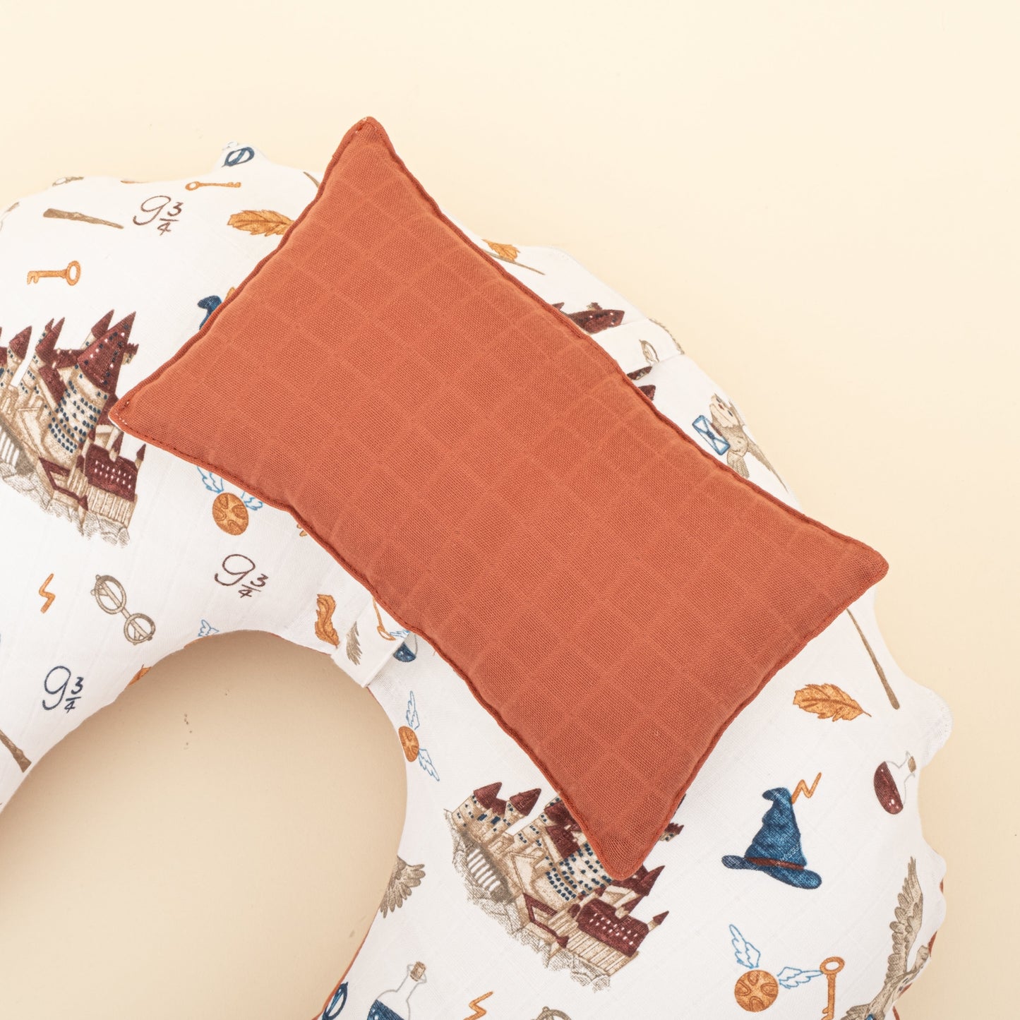 Double Sided Breastfeeding Pillow - Koyu Kiremit Muslin - Harry