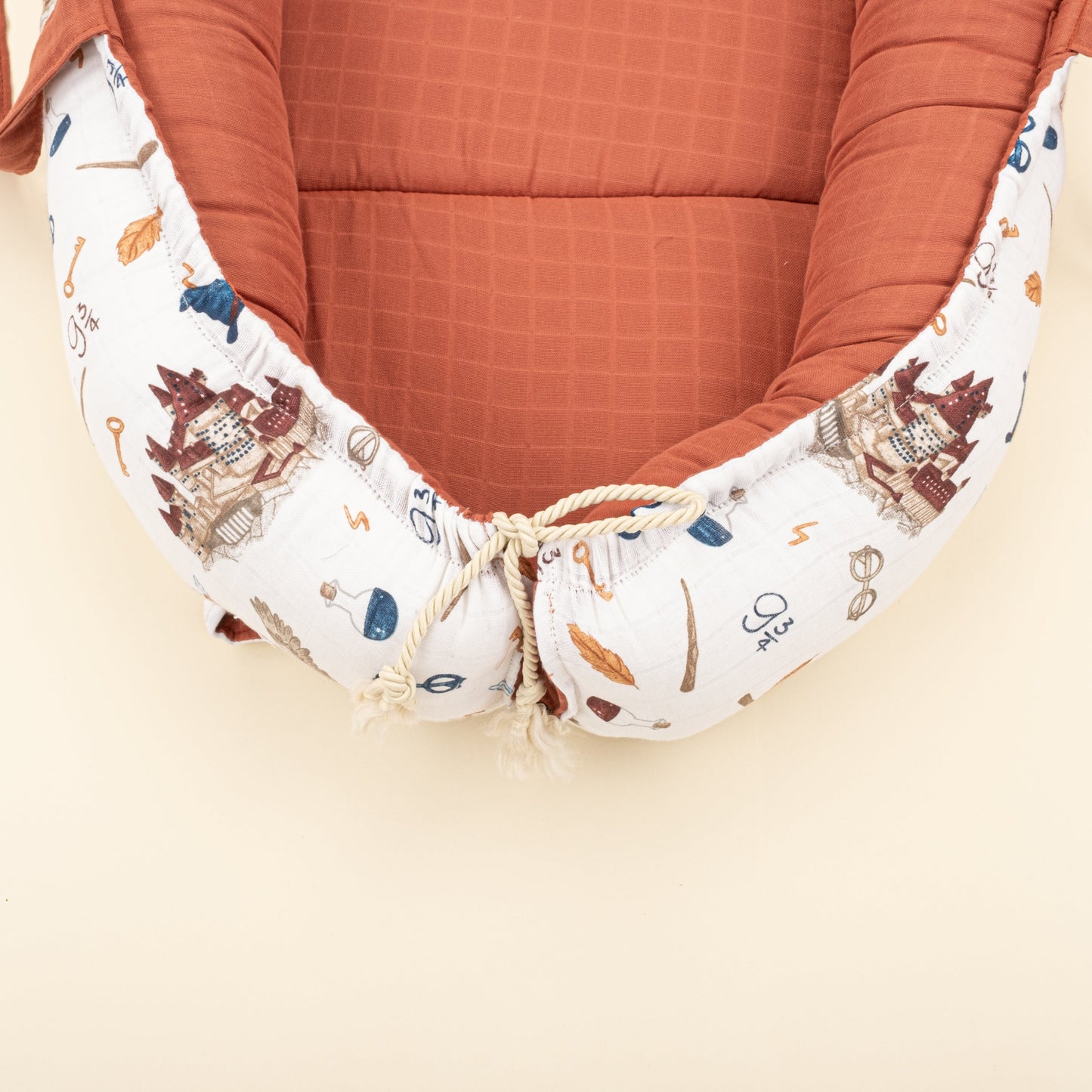 Babynest and Pillow - Çift Taraflı - Koyu Kiremit Muslin - Harry