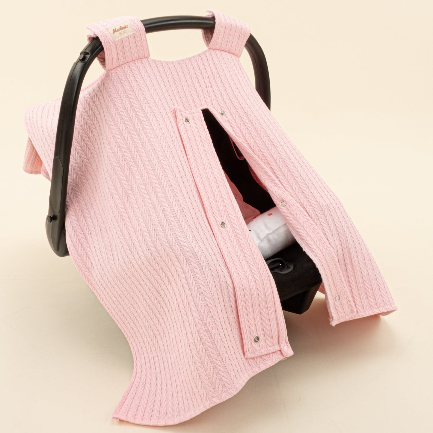 Stroller Cover Set - Single Side - Koyu Pembe Örgü - Balerin