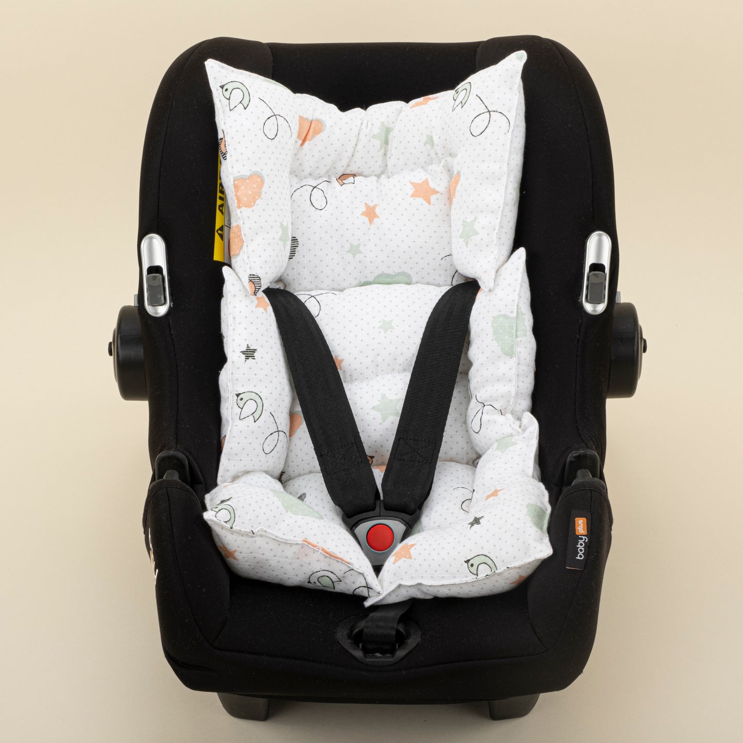 Stroller Cover Set - Double Side - Açık Gri Muslin - Kuş