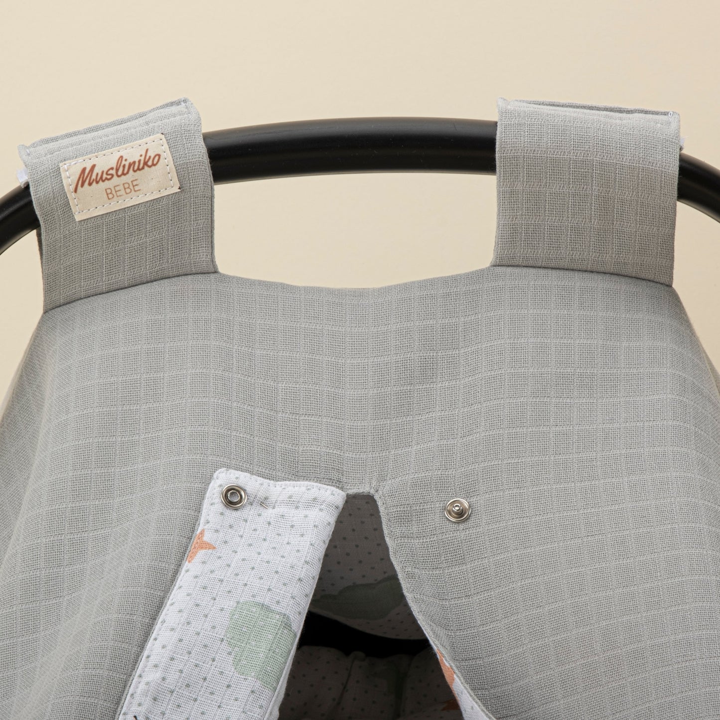 Stroller Cover Set - Double Side - Açık Gri Muslin - Kuş