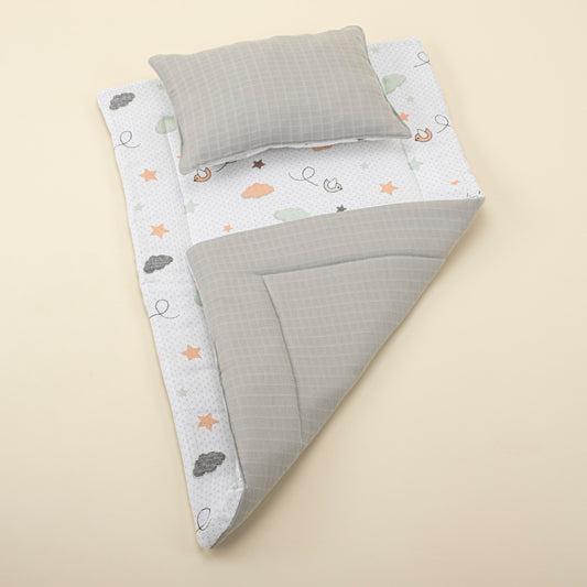 Double Sided Changing Pad and Pillow - Açık Gri Muslin - Kuş