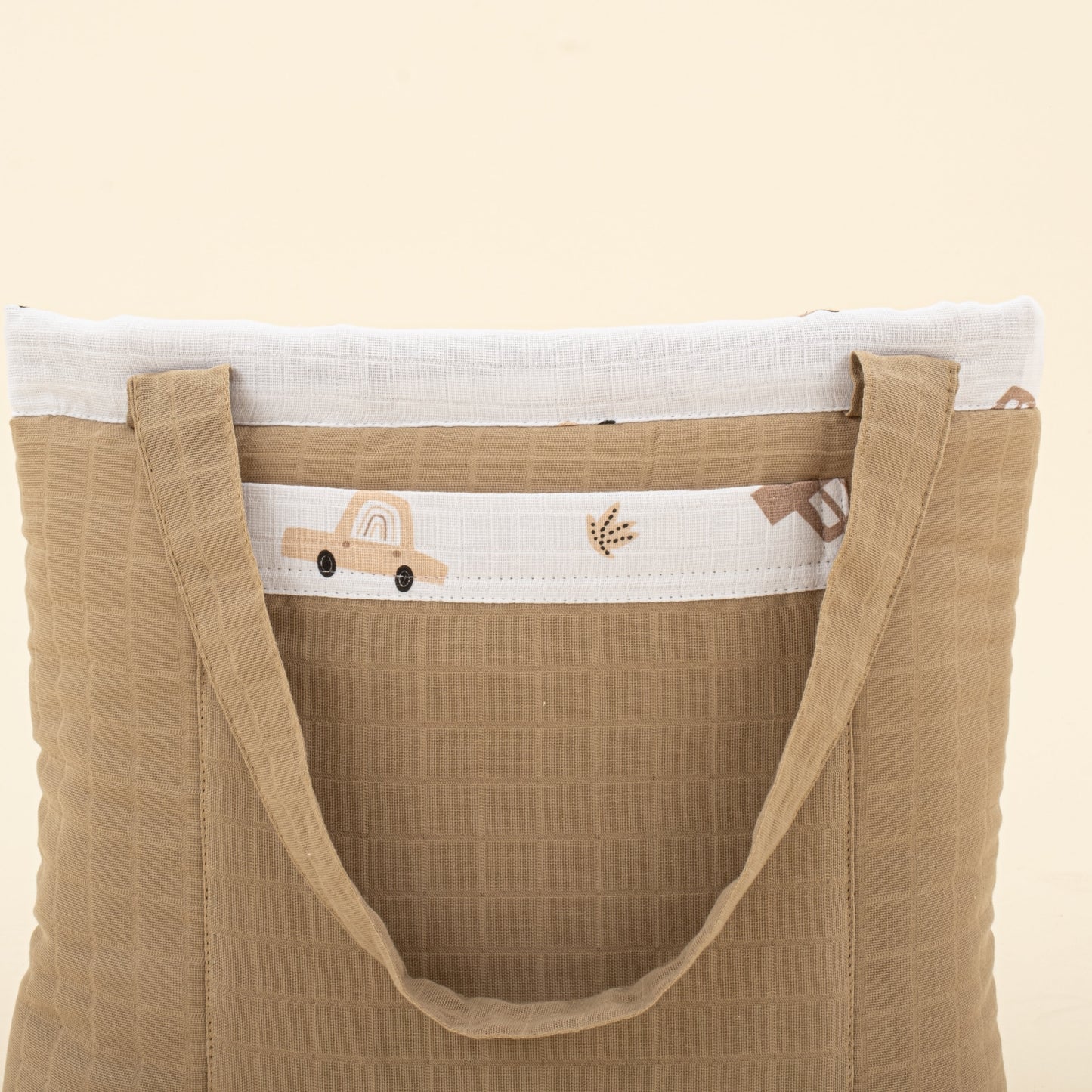 Baby Care Bag  - Toprak Muslin - Kahverengi Arabalar