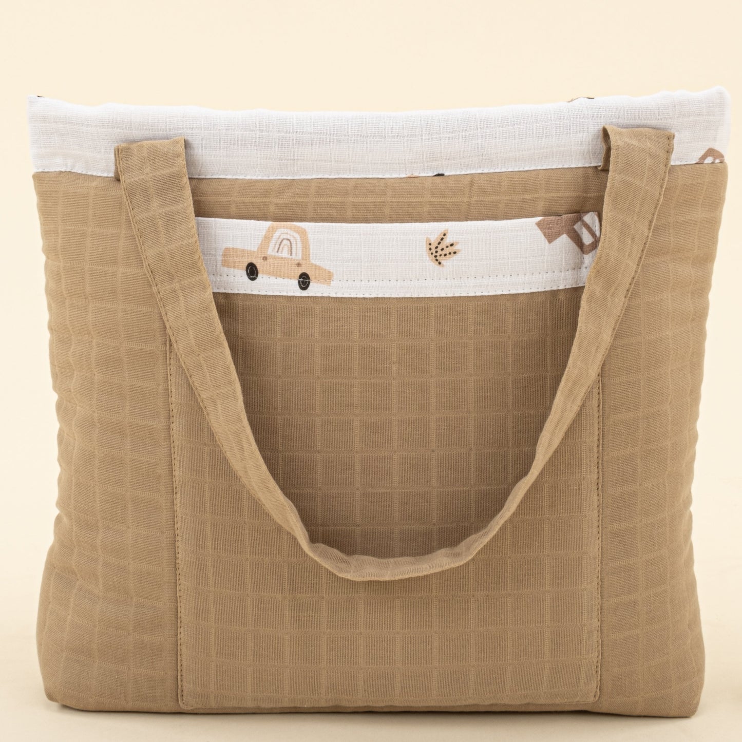 Baby Care Bag  - Toprak Muslin - Kahverengi Arabalar