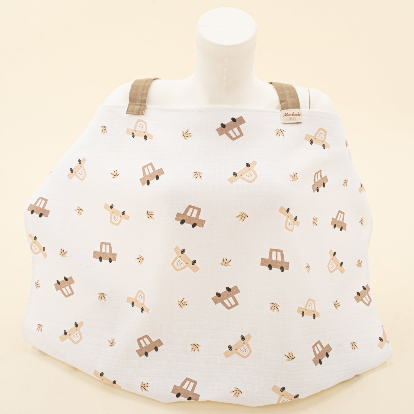 Breastfeeding Bib - Kahverengi Arabalar