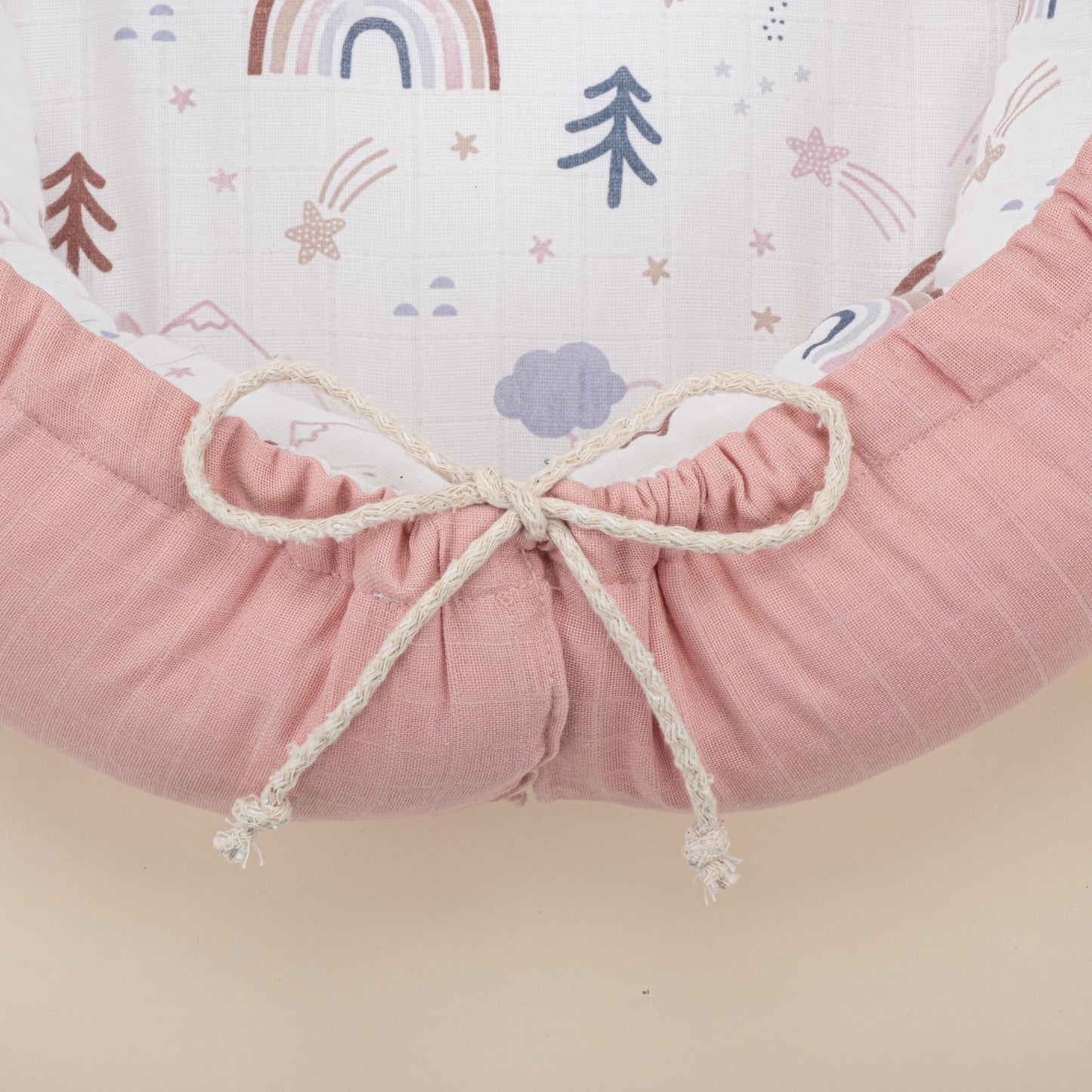 Babynest and Pillow - Çift Taraflı - Pudra Muslin - Pastel Gökkuşağı