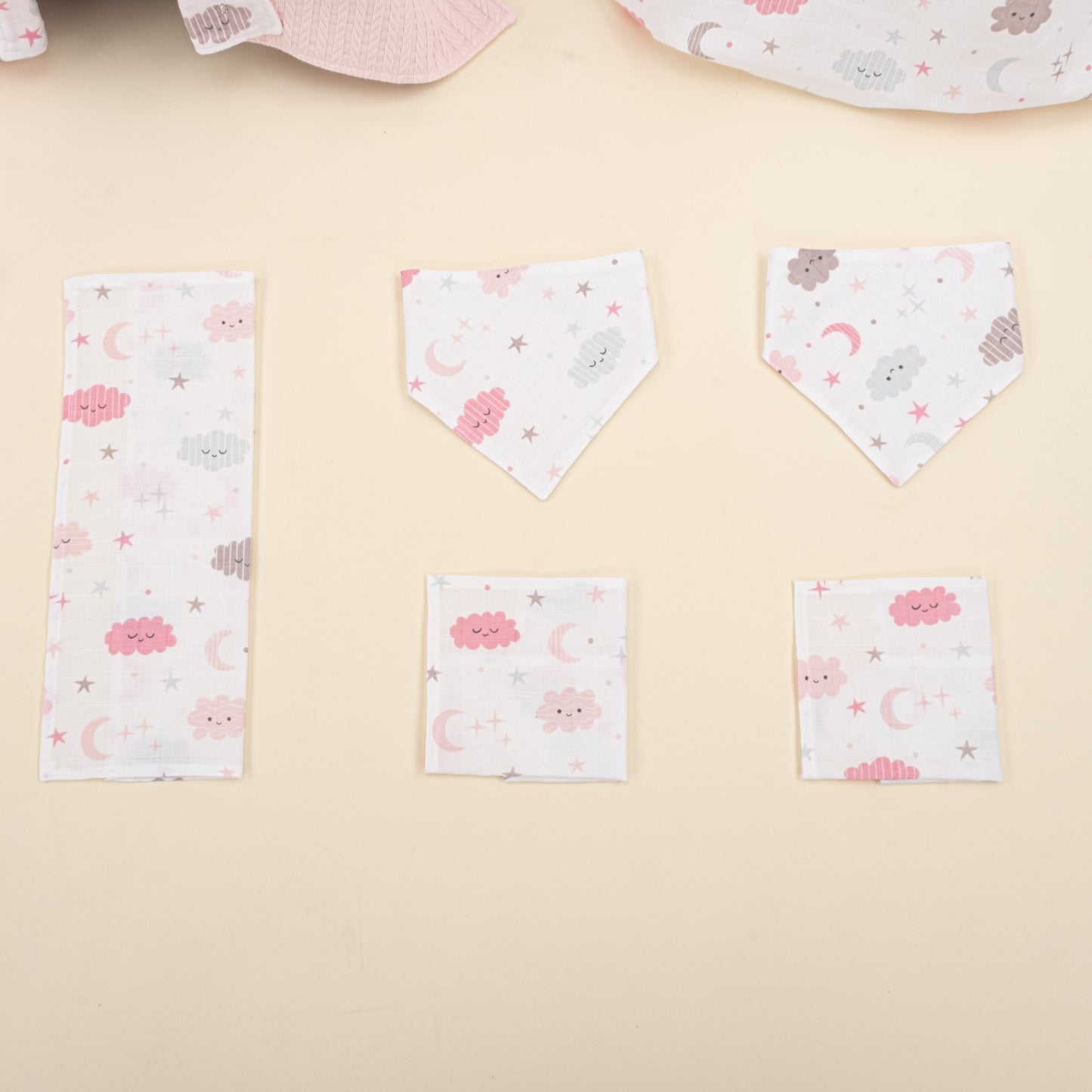 11 Piece - Newborn Sets - Double Sided - Winter - Şeker Pembe Örgü - Pembe Bulut