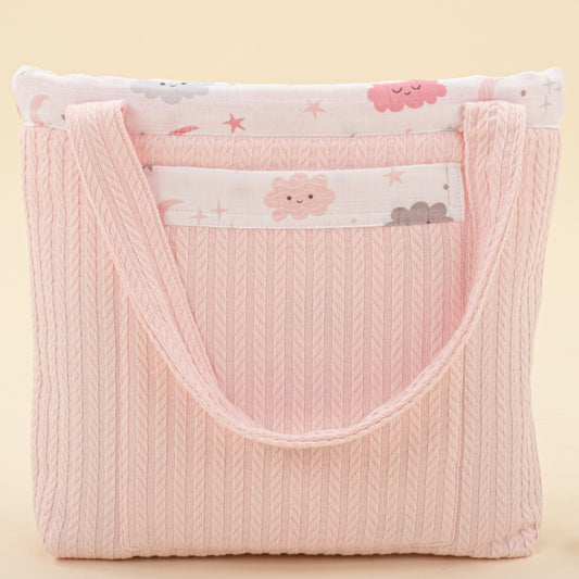 Baby Care Bag - Şeker Pembe Örgü - Pembe Bulut