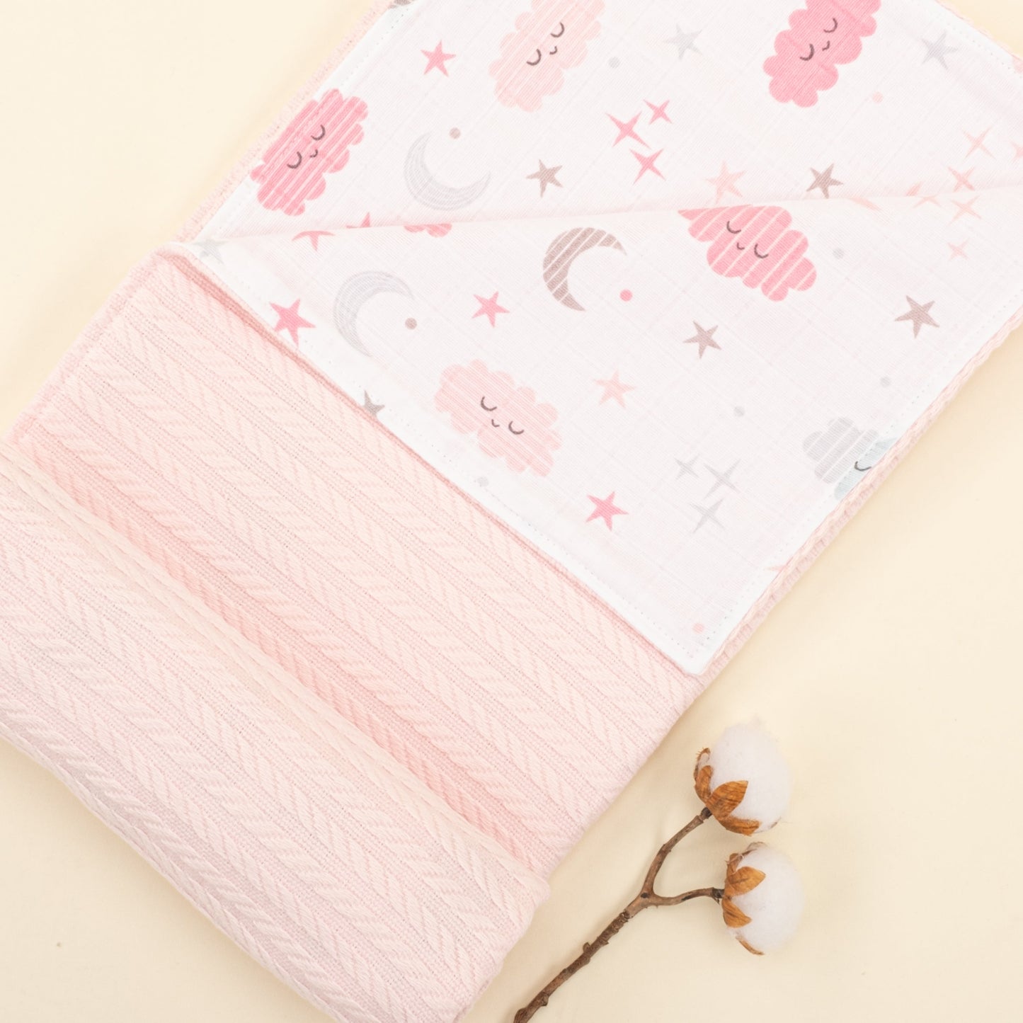 Double Sided Pique Blanket - Şeker Pembe Örgü - Pembe Bulut