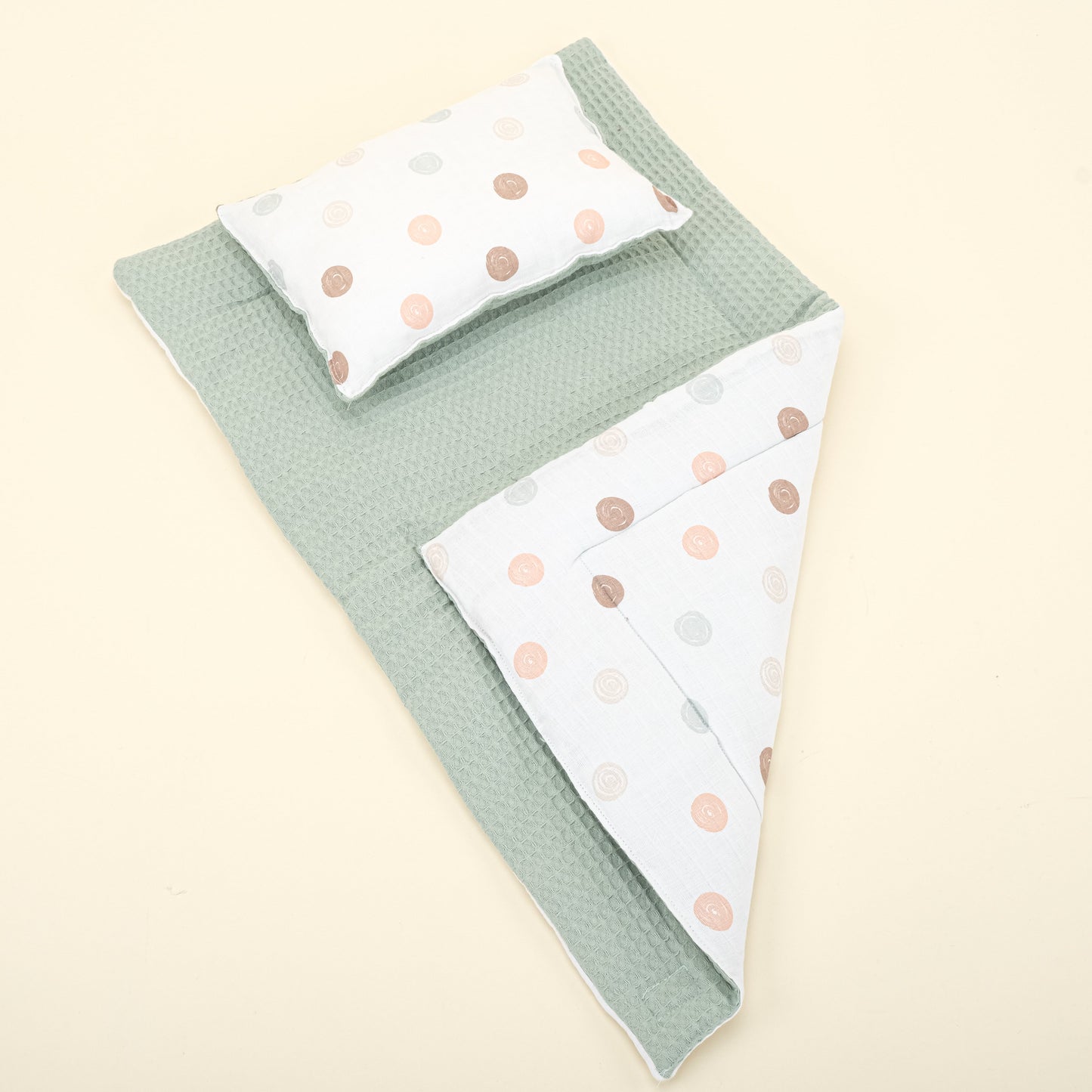 Double Sided Changing Pad and Pillow - Yeşil Petek - Puantiye