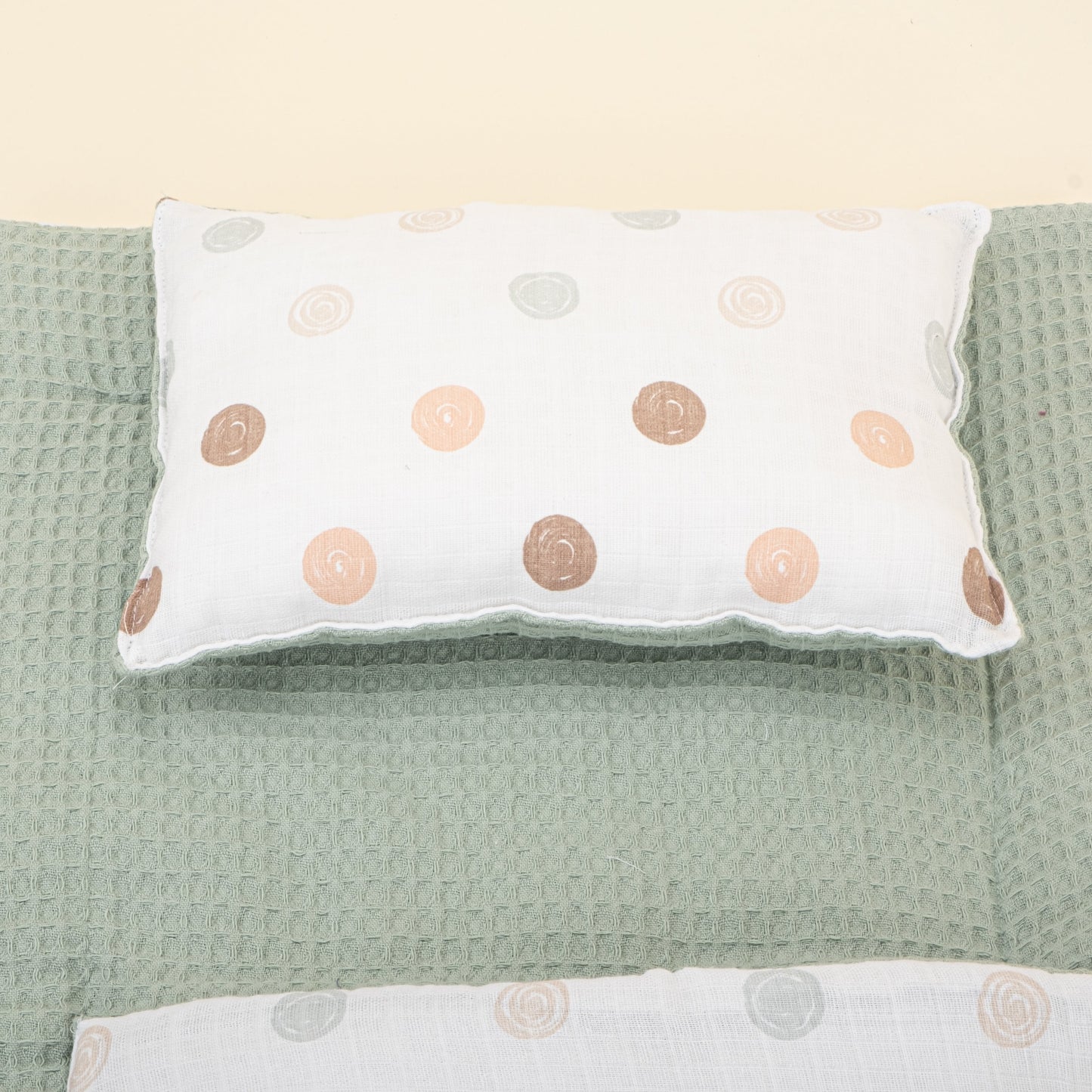 Double Sided Changing Pad and Pillow - Yeşil Petek - Puantiye