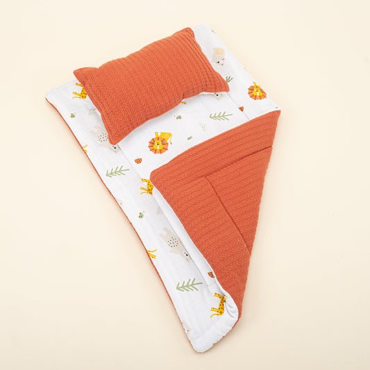 Double Sided Changing Pad and Pillow - Kiremit Örgü - Aslan