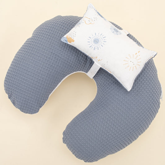 EDouble Sided Breastfeeding Pillow - Açık İndigo Petek - Mavi Güneş