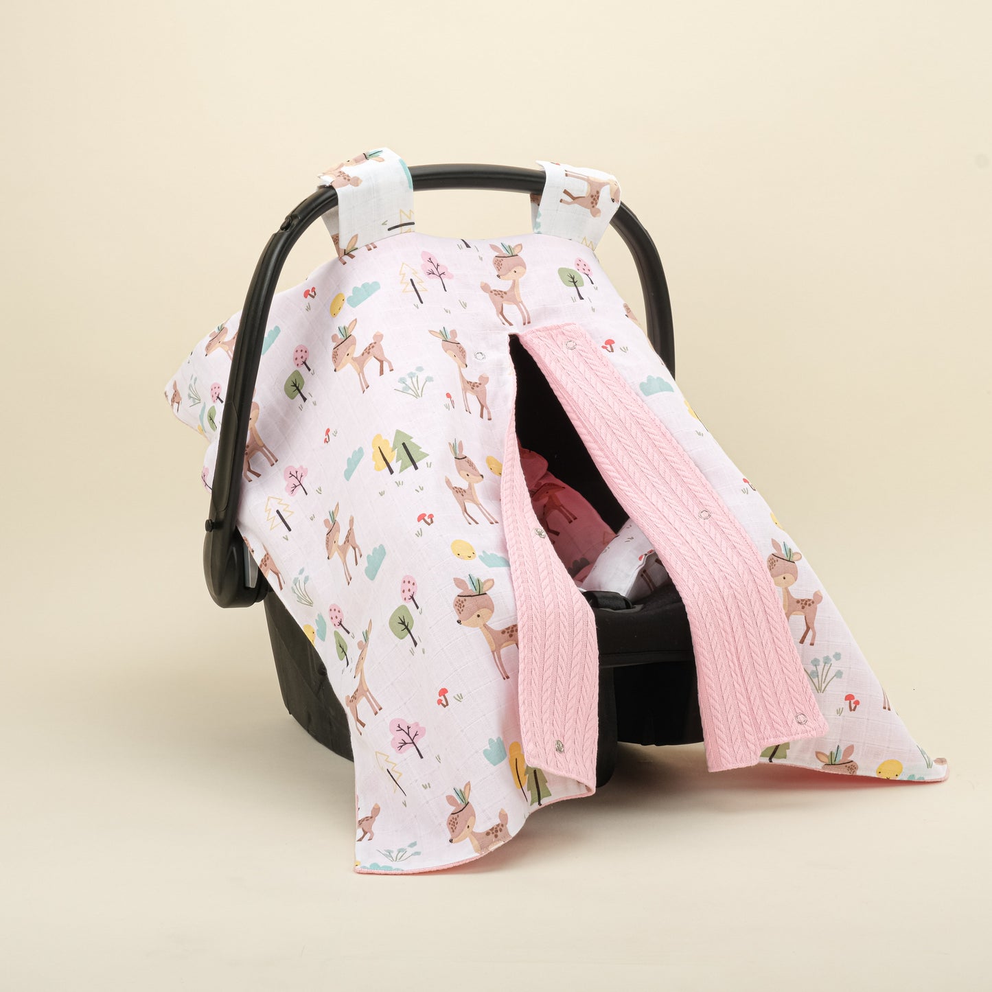 Stroller Cover Set - Double Side - Koyu Pembe Örgü - Ceylan