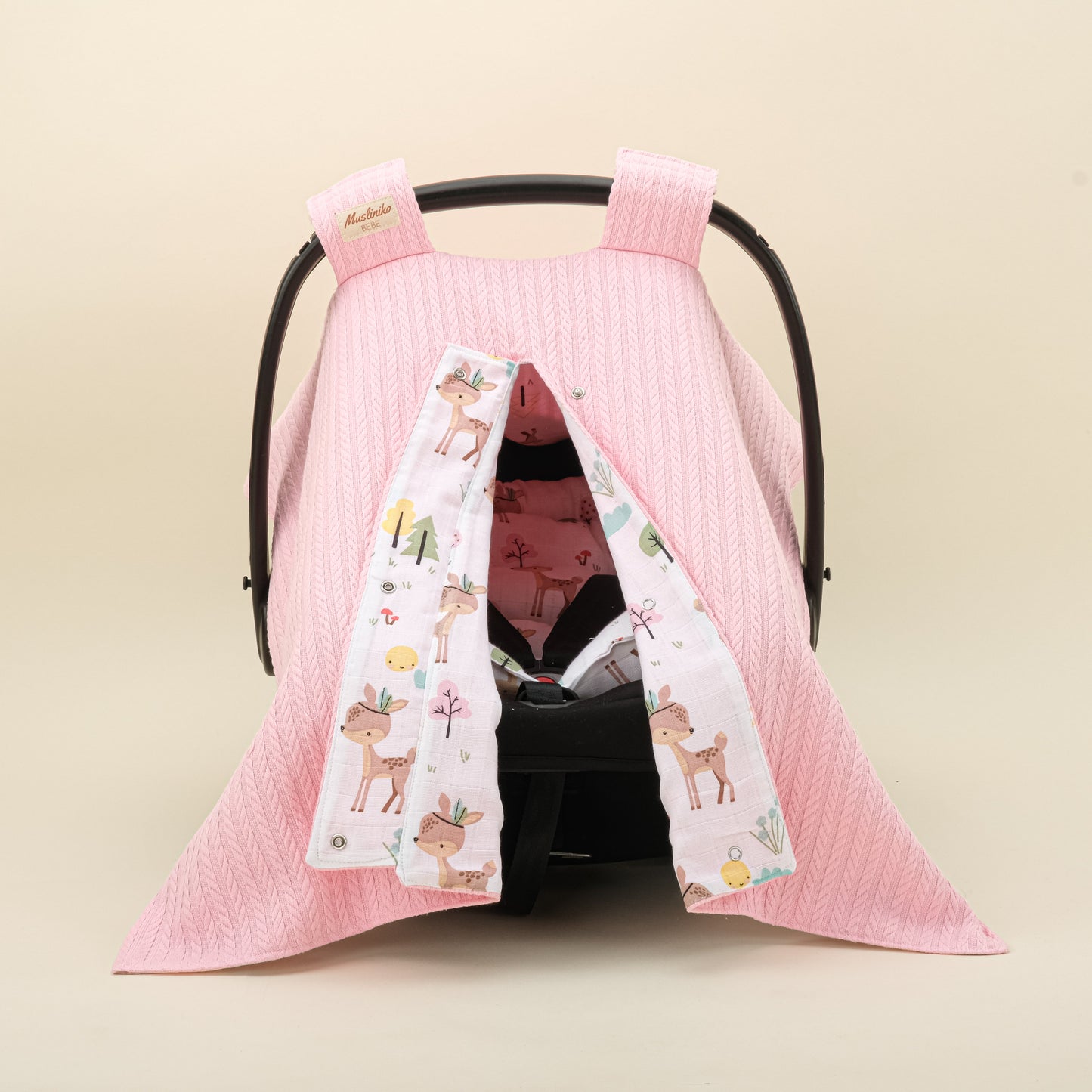 Stroller Cover Set - Double Side - Koyu Pembe Örgü - Ceylan