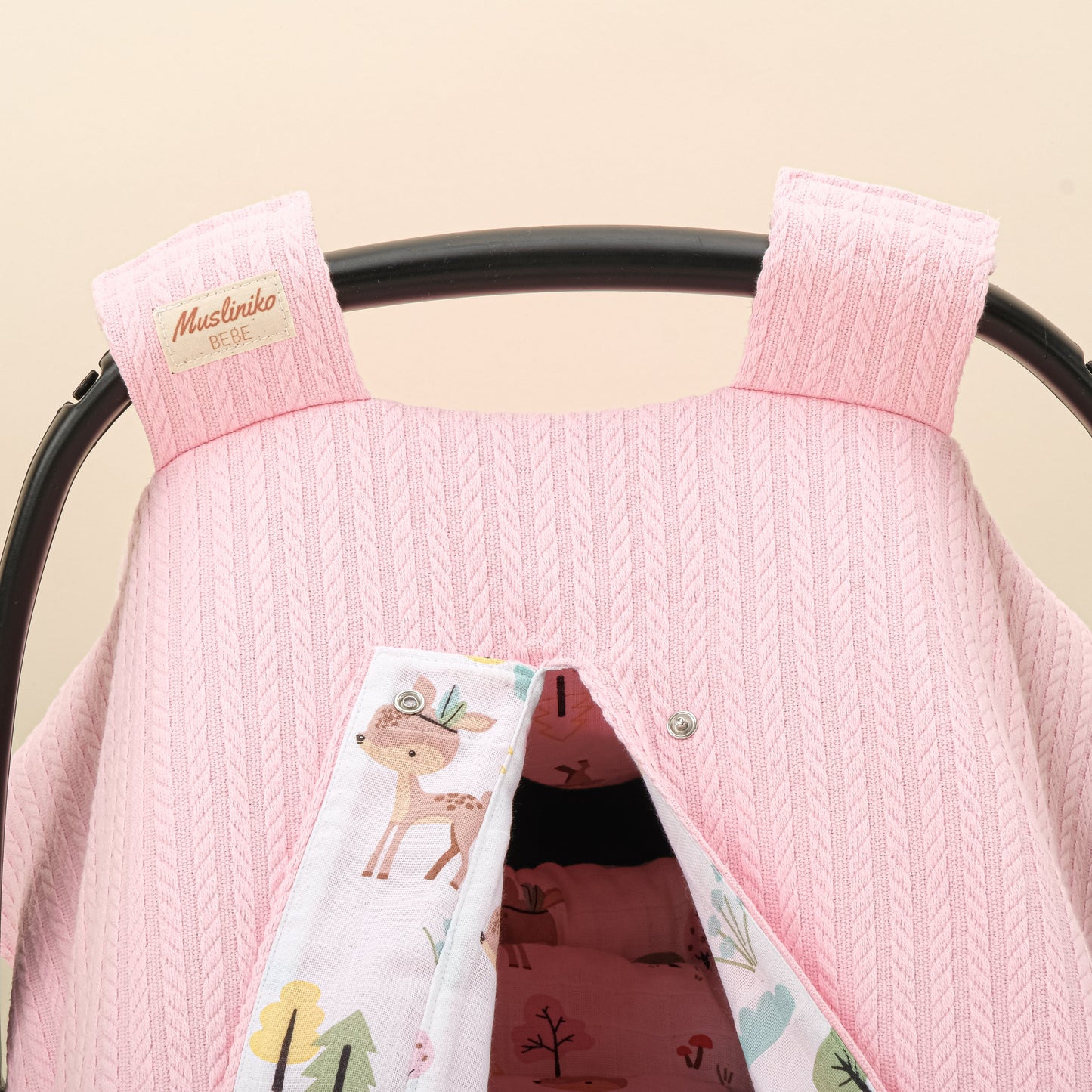 Stroller Cover Set - Double Side - Koyu Pembe Örgü - Ceylan