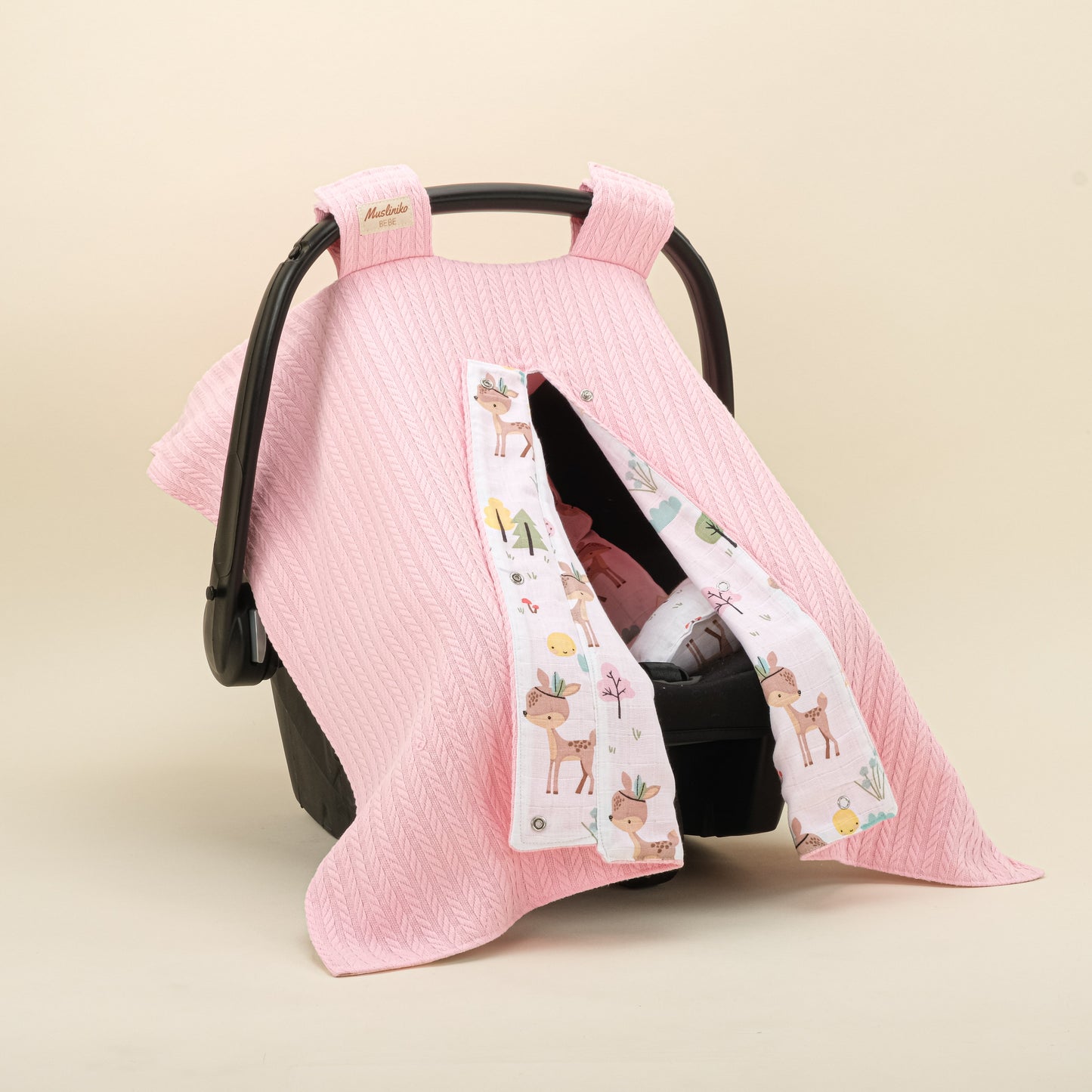 Stroller Cover Set - Double Side - Koyu Pembe Örgü - Ceylan