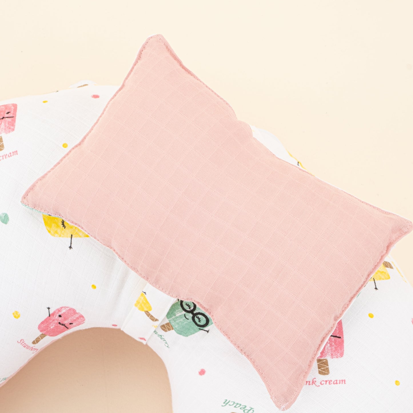 Double Sided Breastfeeding Pillow - Pudra Muslin - Dondurma