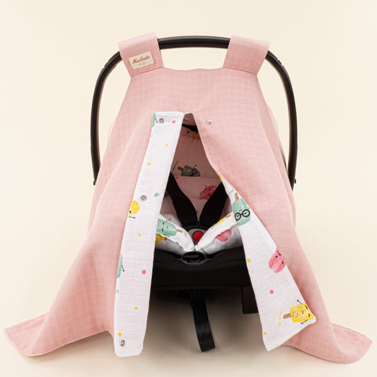 Stroller Cover Set - Double Side - Pudra Muslin - Dondurma