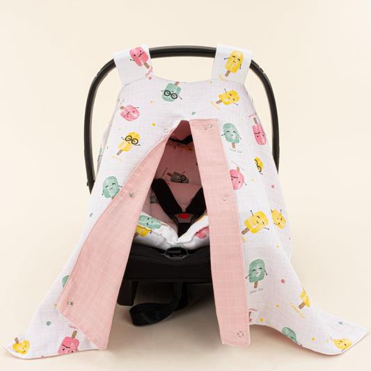 Stroller Cover Set - Double Side - Pudra Muslin - Dondurma