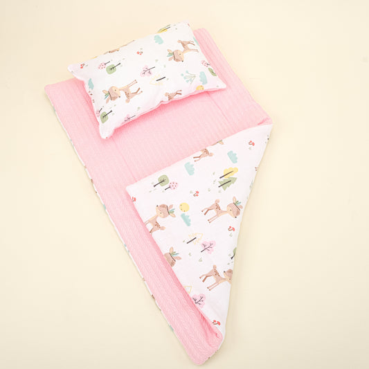 Double Sided Changing Pad and Pillow - Koyu Pembe Örgü - Ceylan