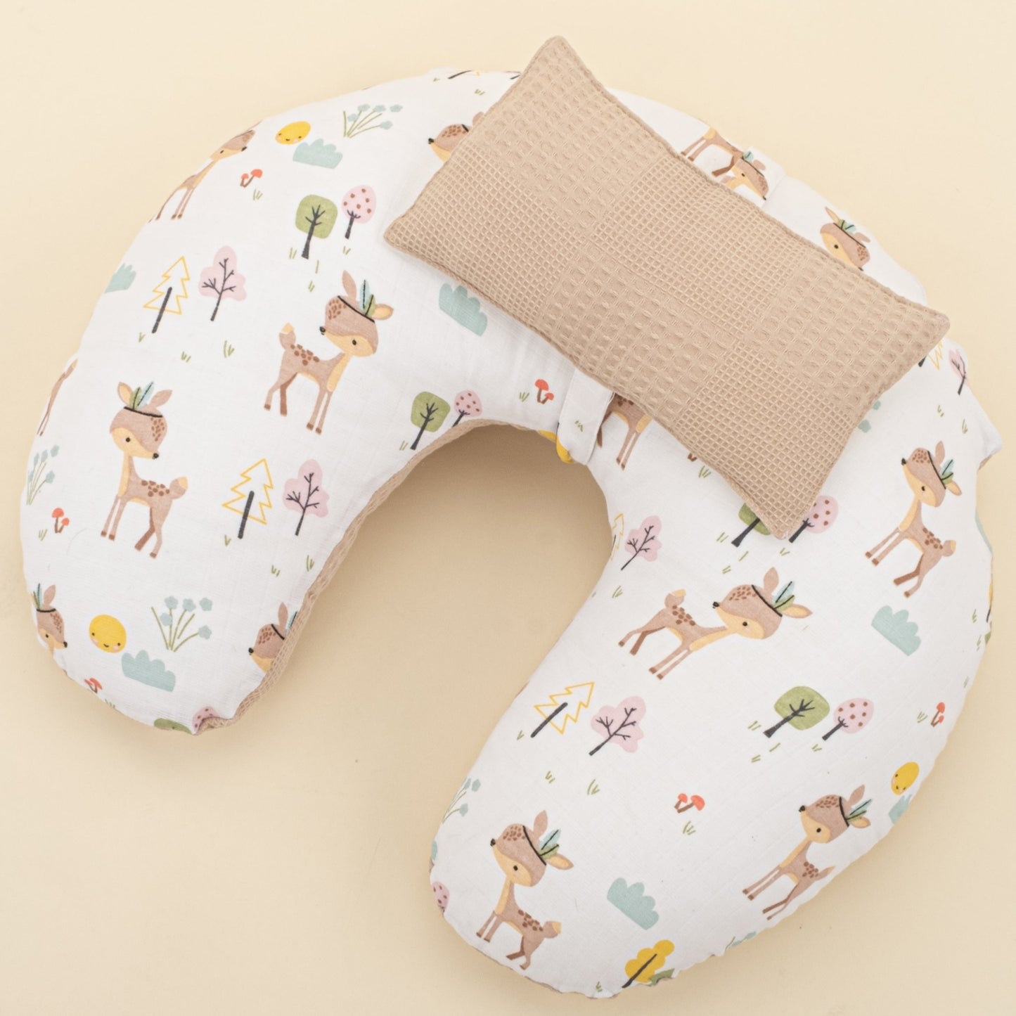 Double Sided Breastfeeding Pillow - Bej Waffle - Ceylan