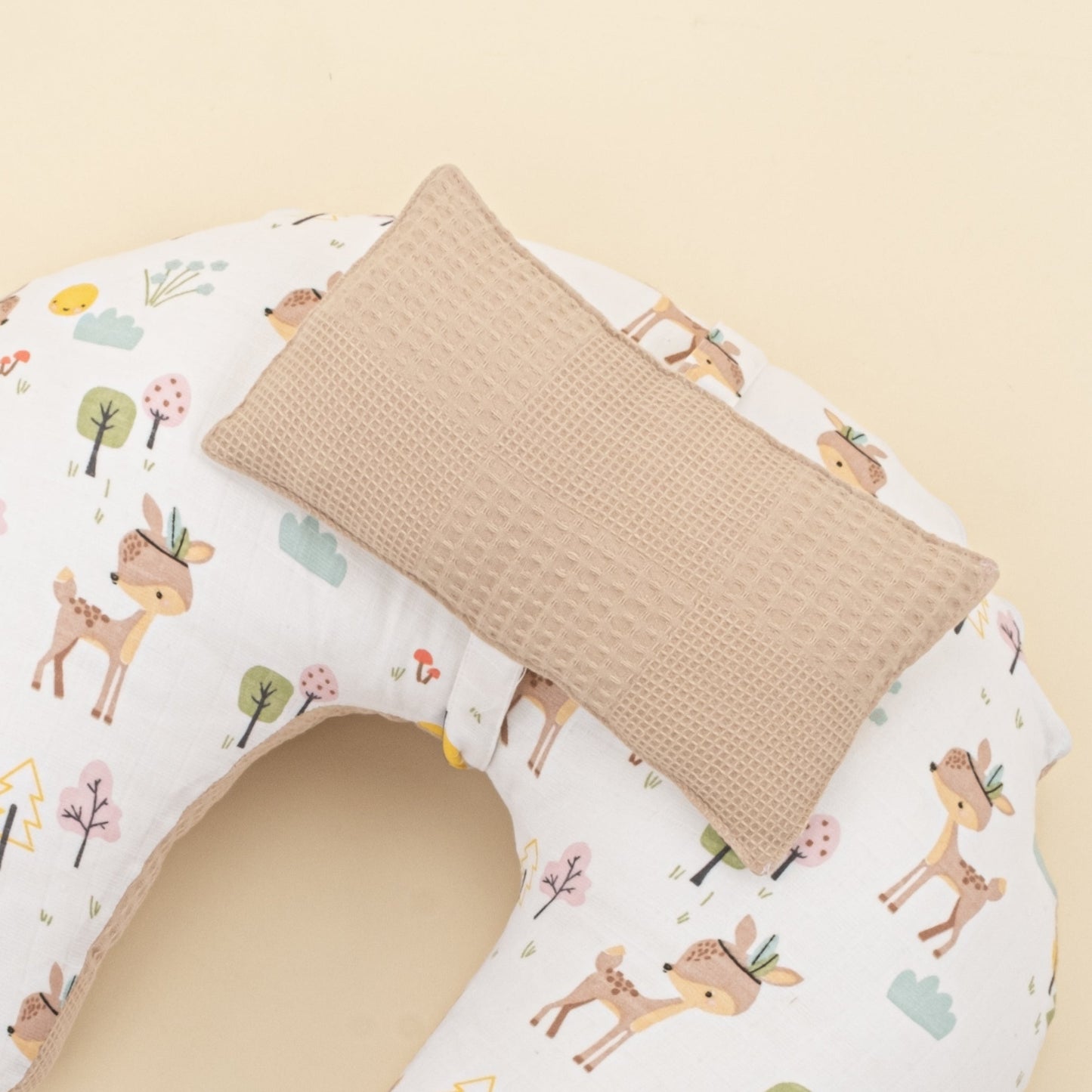 Double Sided Breastfeeding Pillow - Bej Waffle - Ceylan